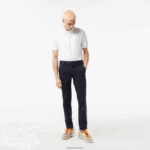 Lacoste מכנסי כותנה מתיחה בגזרה דקיקה DZ4D0D500 כחול כהה 166 גברים