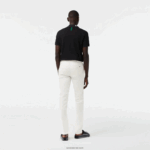 Lacoste מכנסי כותנה נמתחים קלאסיים בגזרה דקיקה DZ4D0D1550 לבן 70V גברים - Image 3