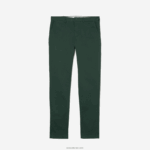 Lacoste מכנסי כותנה נמתחים קלאסיים בגזרה דקיקה DZ4D0D1655 ירוק 5hx גברים - Image 4
