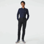 Lacoste מכנסי כותנה נמתחים קלאסיים בגזרה דקיקה DZ4D0D477 שחור 031 גברים