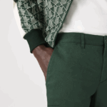 Lacoste מכנסי כותנה נמתחים קלאסיים בגזרה דקיקה DZ4D0D1655 ירוק 5hx גברים - Image 5