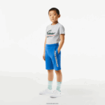 Lacoste מכנסי מיתוג ניגודיות מכותנה אורגנית DZ4D0D3087 כחול kxb בנים