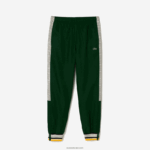 Lacoste מכנסי מסלול בהדפס טניס DZ4D0D372 ירוק לבן pqk גברים