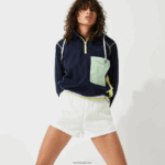 Lacoste מכנסי ניילון קלים ספורטיביים DZ4D0D2659 לבן צהוב צעקני 6b2 נשים