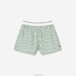 Lacoste מכנסי פופלין מכותנה עם פסים DZ4D0D2455 ירוק חאקי לבן vi4 נשים - Image 4