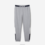 Lacoste מכנסי פיג'מה צמר לוגו אוברסייז DZ4D0D1567 אפור chine לבן כחול כהה tya גברים - Image 5