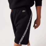 Lacoste מכנסי פליסה קצרים מוברש להקות מודפסות DZ4D0D1497 שחור 031 גברים - Image 2