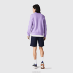 Lacoste מכנסי פליסה קצרים מוברש להקות מודפסות DZ4D0D1496 כחול כהה 166 גברים - Image 3