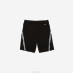 Lacoste מכנסי פליסה קצרים מוברש להקות מודפסות DZ4D0D1497 שחור 031 גברים - Image 5