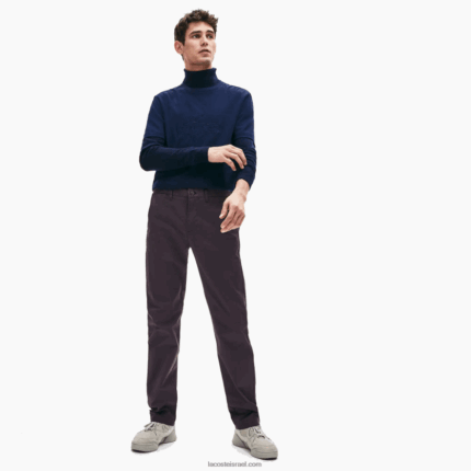 Lacoste מכנסי צ'ינו מתיחה מכותנה DZ4D0D1656 כחול כהה 166 גברים
