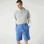 Lacoste מכנסי צמר כותנה בהדפס חתימה DZ4D0D1435 כחול chin hg3 גברים