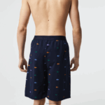 Lacoste מכנסי צמר כותנה עם הדפס תנינים DZ4D0D1499 כחול כהה לבן qrn גברים - Image 3