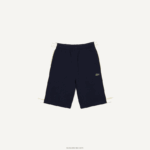 Lacoste מכנסי צמר מוברש בצבע בלוק DZ4D0D1516 כחול כהה צהוב 144 גברים - Image 5