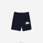 Lacoste מכנסי צמר מכותנה אורגנית לא מוברשת DZ4D0D487 כחול כהה 166 גברים - Image 4