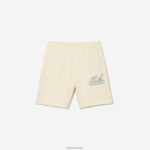 Lacoste מכנסי צמר מכותנה אורגנית לא מוברשת DZ4D0D486 לבן xfj גברים - Image 4