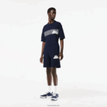 Lacoste מכנסי צמר מכותנה אורגנית לא מוברשת DZ4D0D487 כחול כהה 166 גברים