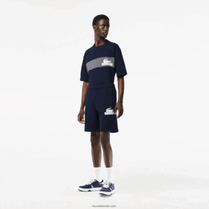 Lacoste מכנסי צמר מכותנה אורגנית לא מוברשת DZ4D0D487 כחול כהה 166 גברים
