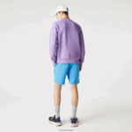 Lacoste מכנסי צמר מכותנה אורגנית מוברש DZ4D0D1370 כחול 4xa גברים - Image 2
