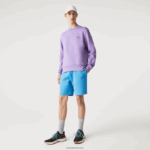 Lacoste מכנסי צמר מכותנה אורגנית מוברש DZ4D0D1370 כחול 4xa גברים