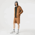 Lacoste מכנסי צמר מכותנה אורגנית מוברש DZ4D0D1397 חום z0w גברים