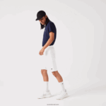 Lacoste מכנסי צמר מכותנה אורגנית מוברש DZ4D0D415 לבן 001 גברים - Image 2