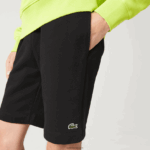 Lacoste מכנסי צמר מכותנה אורגנית מוברש DZ4D0D416 שחור 031 גברים - Image 4
