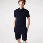 Lacoste מכנסי צמר מכותנה אורגנית מוברש DZ4D0D417 כחול כהה 166 גברים