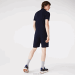 Lacoste מכנסי צמר מכותנה אורגנית מוברש DZ4D0D417 כחול כהה 166 גברים - Image 3