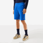 Lacoste מכנסי צמר מכותנה אורגנית מוברש DZ4D0D449 כחול kxb גברים - Image 2