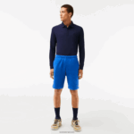 Lacoste מכנסי צמר מכותנה אורגנית מוברש DZ4D0D449 כחול kxb גברים