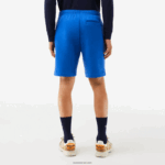 Lacoste מכנסי צמר מכותנה אורגנית מוברש DZ4D0D449 כחול kxb גברים - Image 3