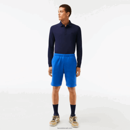 Lacoste מכנסי צמר מכותנה אורגנית מוברש DZ4D0D449 כחול kxb גברים