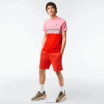Lacoste מכנסי צמר מכותנה אורגנית מוברש DZ4D0D453 כתום 02k גברים