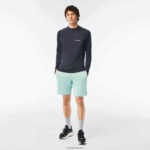 Lacoste מכנסי צמר מכותנה אורגנית מוברש DZ4D0D475 מנטה lgf גברים