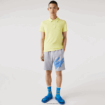 Lacoste מכנסי צמר קצרים מכותנה אורגנית בהדפס תנין DZ4D0D1418 chine אפור cca גברים