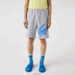 Lacoste מכנסי צמר קצרים מכותנה אורגנית בהדפס תנין DZ4D0D1418 chine אפור cca גברים - Image 4