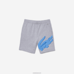 Lacoste מכנסי צמר קצרים מכותנה אורגנית בהדפס תנין DZ4D0D1418 chine אפור cca גברים - Image 5