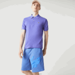 Lacoste מכנסי צמר קצרים מכותנה אורגנית בהדפס תנין DZ4D0D1419 כחול chin hg3 גברים