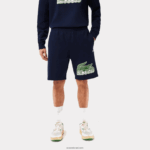 Lacoste מכנסי צמר קצרים מכותנה לא מוברשת DZ4D0D430 כחול כהה 166 גברים - Image 2