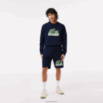 Lacoste מכנסי צמר קצרים מכותנה לא מוברשת DZ4D0D430 כחול כהה 166 גברים