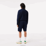 Lacoste מכנסי צמר קצרים מכותנה לא מוברשת DZ4D0D430 כחול כהה 166 גברים - Image 3