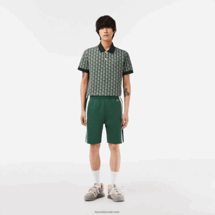 Lacoste מכנסי קולורבלוק צמר מוברש DZ4D0D456 ירוק נייבי כחול לבן wn7 גברים