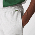 Lacoste מכנסי ריצה בשילוב צמר כותנה קולורבלוק DZ4D0D1179 אפור צ'ין כחול ירוק hkb גברים - Image 4