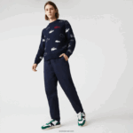 Lacoste מכנסי ריצה מתיחה מכותנה DZ4D0D1164 כחול כהה 166 גברים - Image 2