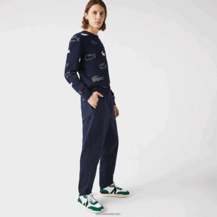 Lacoste מכנסי ריצה מתיחה מכותנה DZ4D0D1164 כחול כהה 166 גברים