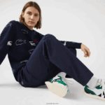 Lacoste מכנסי ריצה מתיחה מכותנה DZ4D0D1164 כחול כהה 166 גברים - Image 7