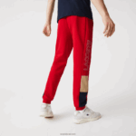 Lacoste מכנסי ריצה פליסה קולורבלוק ממותגים DZ4D0D1109 אדום בז' כחול כהה 1fu גברים - Image 3