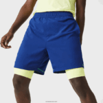 Lacoste מכנסי שכבות ספורטיביים DZ4D0D1544 כחול צעקני צהוב לבן 8q6 גברים - Image 2