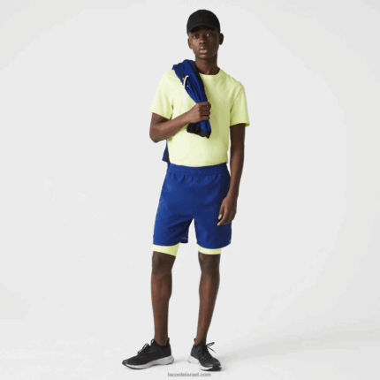 Lacoste מכנסי שכבות ספורטיביים DZ4D0D1544 כחול צעקני צהוב לבן 8q6 גברים