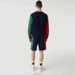 Lacoste מכנסי תערובת צמר כותנה ממותגים DZ4D0D1515 כחול כהה אדום ירוק bls גברים - Image 3